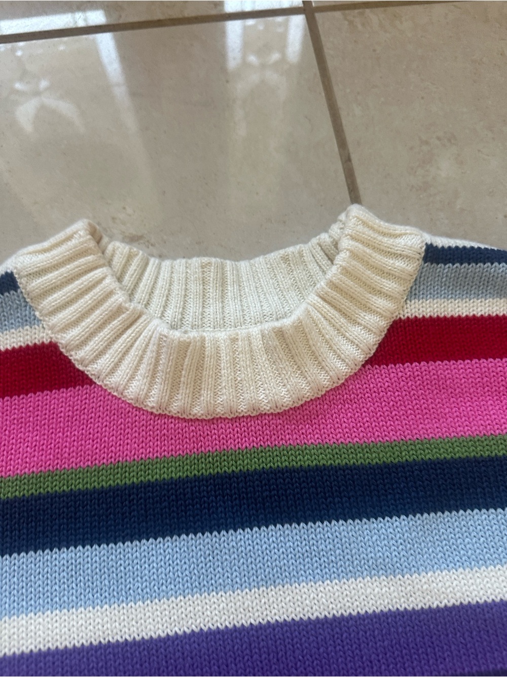 GAP Multicolor Striped Crewneck Sweater - Pink, Red, Blue, Green, Cream - Picture 5 of 8